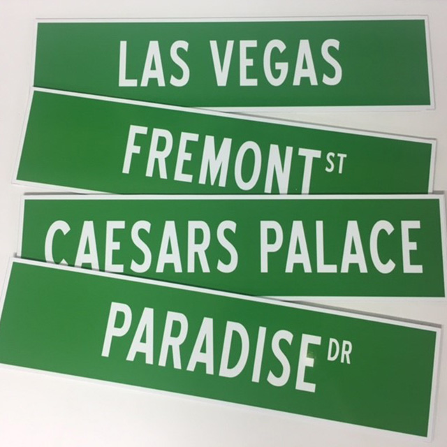 SIGN, Vegas Street Sign - Caesars Palace, SIG0371 - Fremont St,  SIG0372 - Las Vegas & SIG0373 - Paradise Drive